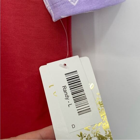 Lularoe Disney Red Purple White Kermit the Frog Print Sleeve Randy Raglan Shirt - Picture 6 of 6